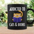 Addicted To Cats And Books Orange Tabby Cat Men Women Kids Graphic Print Coffee Mug Gifts ideas