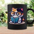 Adorable Book Lover Calico Cat With Reading Glasses Cute For Men Women Kids Graphic Print Coffee Mug Gifts ideas
