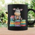 Adorable Donkey With Heart Sitting On Colorful Book Stack Graphic Print Coffee Mug Gifts ideas
