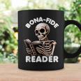 Bonafide Reader Cute Skeleton Reading a Book Lover Bookish Graphic Print Coffee Mug Gifts ideas