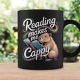 Book Lover Reading Makes Me Cappy Pun Capybara Reading Graphic Print Coffee Mug Gifts ideas