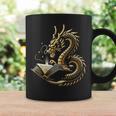 Book Lovers Dragon Fantasy Art Mythical Creatures Yellow Bookworm Chinese Dragon Graphic Print Coffee Mug Gifts ideas