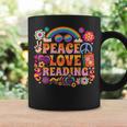 Book Peace Bookworm Hippie Rainbow Peace Sign Graphic Print Coffee Mug Gifts ideas