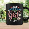 Book Reader Reading Literature Bookworm Idea Never Underestimate The Power Of A Girl With A Book Women's Short Sleeve Cotton 60 Polyester 40 Classic Fit Crew Neck Small Graphic Print Coffee Mug Gifts ideas