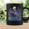 Bookish Skeleton Reading In Wildflowers Book Lover Bookworm Graphic Print Coffee Mug Gifts ideas