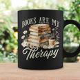 Books Are My Therapy Floral Book Lover Reading Bookworm Nerd Graphic Print Coffee Mug Gifts ideas