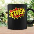 Boy Five Superhero Comic Book Hero 5th Birthday Boy 5 Years Graphic Print Coffee Mug Gifts ideas