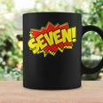 Boy Seven Superhero Comic Book Hero 7th Birthday Boy 7 Years Graphic Print Coffee Mug Gifts ideas
