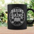 Brains And Gains Club Book Gym Lover Graphic Print Coffee Mug Gifts ideas