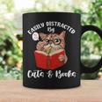 Cat Tshirt Easily Distracted By Cats And Books Cat For Men Women Graphic Print Coffee Mug Gifts ideas