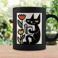 Cat Reading Book Folk Art Cozy Illustration Graphic Print Coffee Mug Gifts ideas