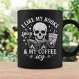 Coffee Skeleton I Like My Books Spicy And My Coffee ICY Graphic Print Coffee Mug Gifts ideas