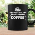 Comic Book Collecting Starts With Coffee Funny Graphic Print Coffee Mug Gifts ideas