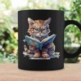 Cute Cat Wearing Glasses Reading a Book Graphic Print Coffee Mug Gifts ideas