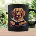 Cute Dog Golden Retriever Reading Book Graphic Print Coffee Mug Gifts ideas