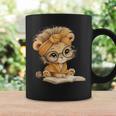 Cute Lion Cub Reading Book With Headwrap Graphic Print Coffee Mug Gifts ideas