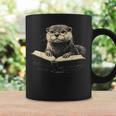 Cute Otter Wearing Glasses Reading Book Librarian Teacher Graphic Print Coffee Mug Gifts ideas