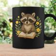 Cute Raccoon Reading Book Flowers Floral Graphic Print Coffee Mug Gifts ideas