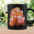 Cute Red Panda Reading Book Sloth Kawaii Animal Graphic Print Coffee Mug Gifts ideas