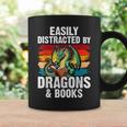 Dragon Reading Book Retro Vintage 80s Library Bookworm Graphic Print Coffee Mug Gifts ideas