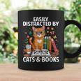 Easily Distracted By Cats And Books Book Lover Cat Graphic Print Coffee Mug Gifts ideas