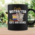 Easily Distracted By Cats And Books Bookworm Pet Lover Graphic Print Coffee Mug Gifts ideas