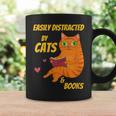 Easily Distracted By Cats And Books For Cat And Book Lover Graphic Print Coffee Mug Gifts ideas Easily Distracted By Cats And Books For Cat And Book Lover Graphic Print Coffee Mug Gifts ideas