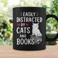 Easily Distracted By Cats And Books Cat Lover Graphic Print Coffee Mug Gifts ideas