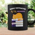 Easily Distracted Cats And Books Cute Cat Book Lover Graphic Print Coffee Mug Gifts ideas