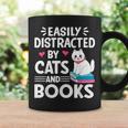 Easily Distracted By Cats And Books Cute Cat And Book Lovers Graphic Print Coffee Mug Gifts ideas Easily Distracted By Cats And Books Cute Cat And Book Lovers Graphic Print Coffee Mug Gifts ideas