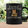 Easily Distracted By Cats And Books Cute Cat Reading Reader Graphic Print Coffee Mug Gifts ideas