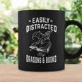Easily Distracted By Dragons & Books Book Lover Graphic Print Coffee Mug Gifts ideas