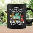 Easily Distracted By Dragons Books Cats Fantasy Book Lover Graphic Print Coffee Mug Gifts ideas