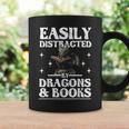 Easily Distracted By Dragons And Books Fantasy Book Lover Graphic Print Coffee Mug Gifts ideas