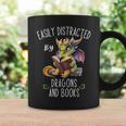 Easily Distracted By Dragons And Books Reading & Fantasy Graphic Print Coffee Mug Gifts ideas