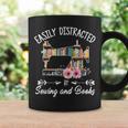 Easily Distracted By Sewing And Books Quilters Graphic Print Coffee Mug Gifts ideas