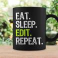 Eat Sleep Edit Repeat Editor Editing Video Film Book Graphic Print Coffee Mug Gifts ideas