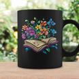 Enchanted Open Book With Blooming Flowers Graphic Print Coffee Mug Gifts ideas