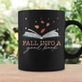 FALL INTO A GOOD BOOK Reader Autumn Reading Meme ON BACK Graphic Print Coffee Mug Gifts ideas