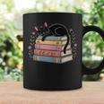 Floral Cat Sleeping On Books Graphic Print Coffee Mug Gifts ideas