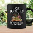 Free Societies Read Freely Bookworm Reading Book Lover Graphic Print Coffee Mug Gifts ideas