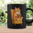 Ginger Tabby Cat Reading Book Glasses Retro Illustration Graphic Print Coffee Mug Gifts ideas