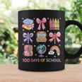 Girls 100 Days Of School Coquette Bow Pencil Bus Book Crayon Graphic Print Coffee Mug Gifts ideas