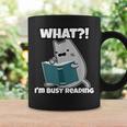 Grey Cat Reading Book Busy Doing Book Related Things Men Women Kids Graphic Print Coffee Mug Gifts ideas