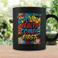 Your Health Comes First Pop Art Comic Book Halftone Retro Graphic Print Coffee Mug Gifts ideas