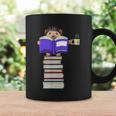 Hedgehog Reading Books And Drinking Tea Graphic Print Coffee Mug Gifts ideas