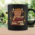 Highland Cow Reading Book Graphic Cow With Book Floral Graphic Print Coffee Mug Gifts ideas