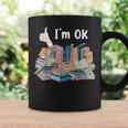 I'm OK Books Pile Books Stack Bibliophile Bookisk Graphic Print Coffee Mug Gifts ideas