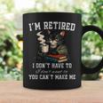 I'm Retired 2026 Cat Reading Book Retirement Graphic Print Coffee Mug Gifts ideas