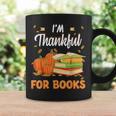 I'm Thankful For Books Lover Reading Pumpkin Thanksgiving Graphic Print Coffee Mug Gifts ideas